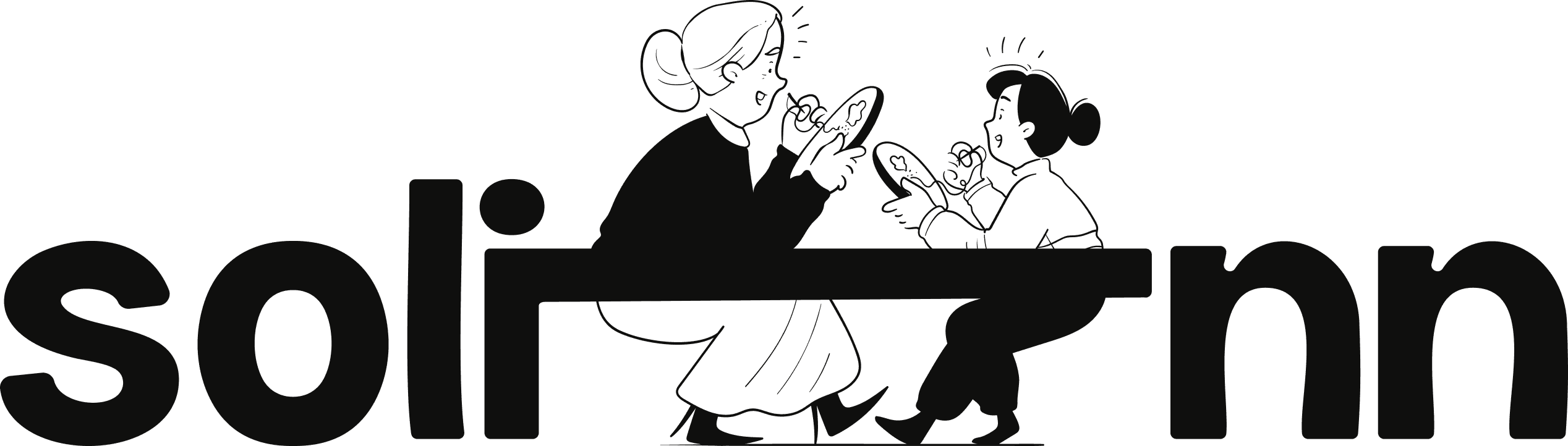 Une femme assise sur le logo solinn en face à face avec une petite fille, en train de peindre